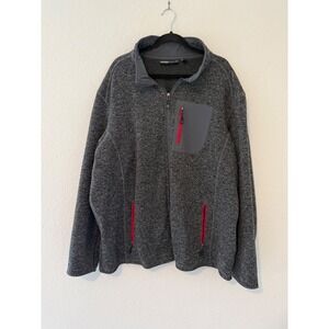 Swiss Tech Mens Full Zip Fleece Jacket Charcoal Gray Heather Sherpa Lined 3XL